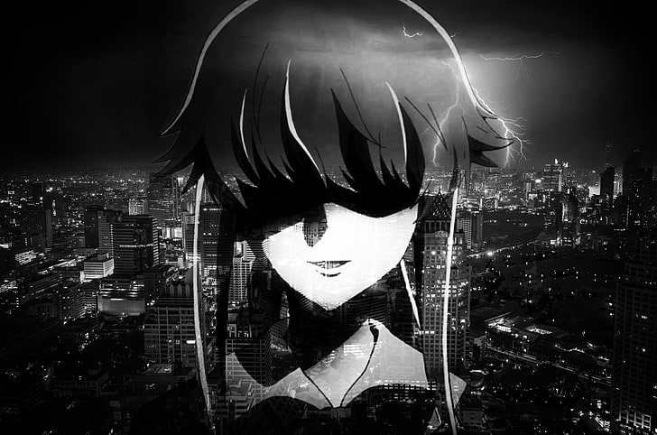 Anime, Mirai Nikki, Black, City, Dark, Yandere, Yuno Gasai, HD wallpaper