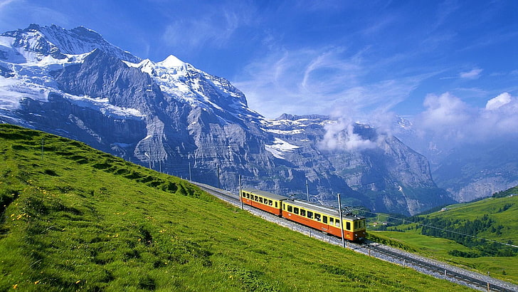 Switzerland, rare place in the world, mountain, mode of transportation, HD wallpaper