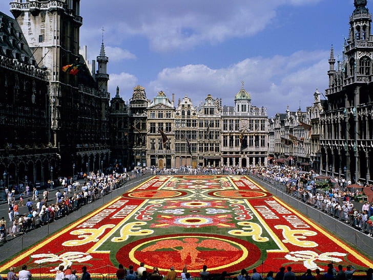 belgica, bruselas, edificios, mosaico, HD wallpaper