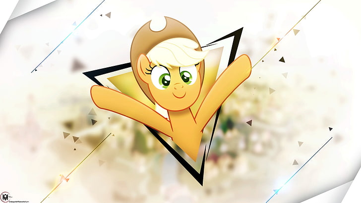 My Little Pony, Applejack, triangle, shapes, yellow, representation, HD wallpaper
