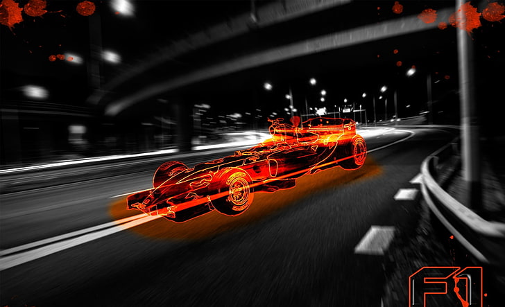 Ghost F1, F1 digital wallpaper, Sports, Formula 1, Highway, motion, HD wallpaper