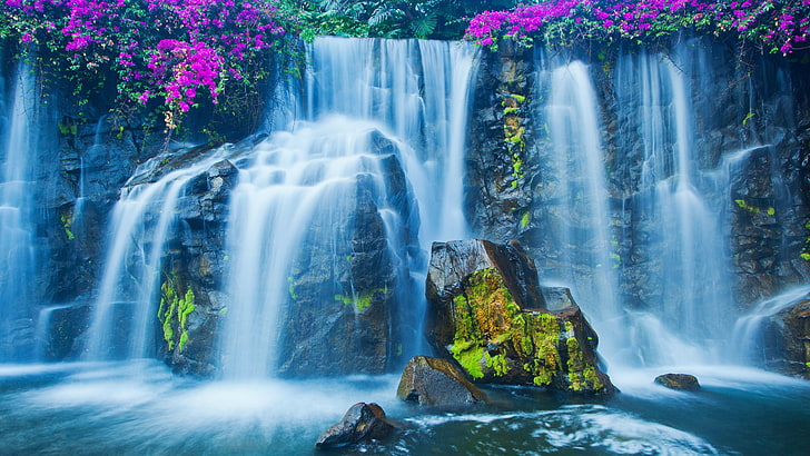 8k  landscape waterfall nature, rock, scenics - nature, rock - object, HD wallpaper