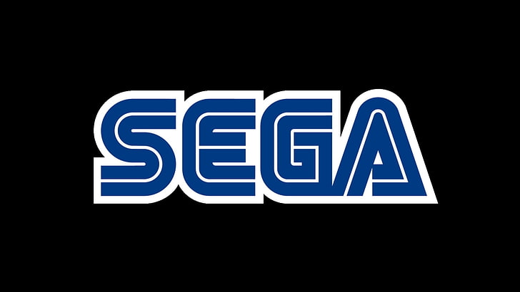 Sega logo, video games, black background, simple, minimalism, HD wallpaper