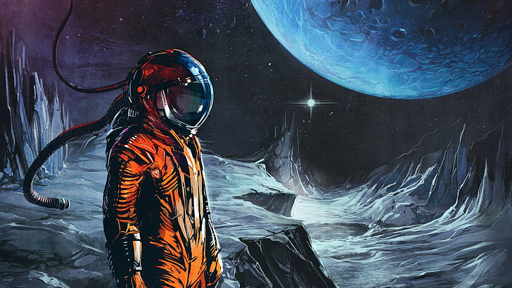 digital art, album covers, astronaut, planet, fantasy art, spacesuit