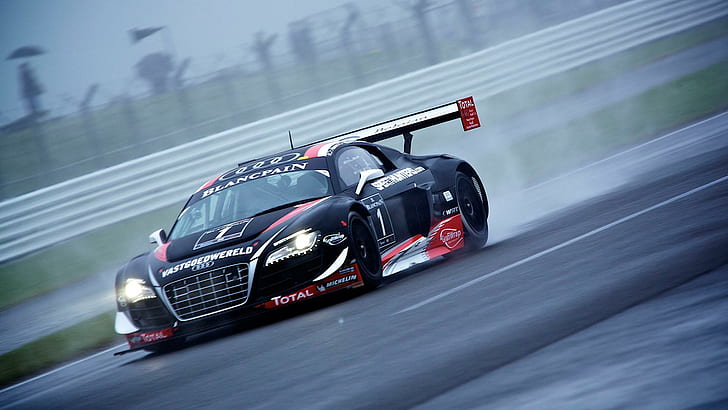 Audi Blancpain Endurance Series, black sports car, cars, HD wallpaper