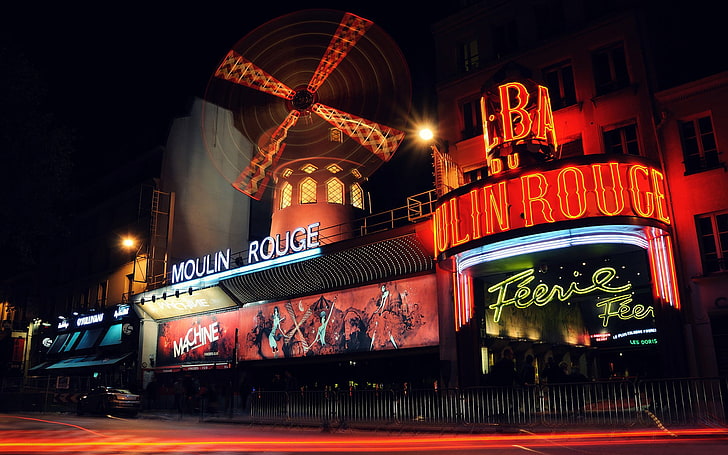 Moulin Rouge building, the city, France, Paris, cabaret, one, HD wallpaper
