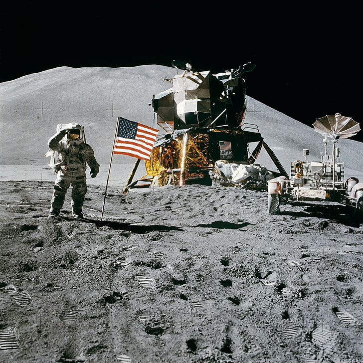 Apollo, Moon, astronaut, flag, military, patriotism, armed forces