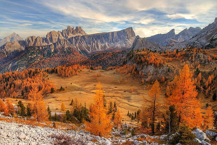 mountain ranges, Dolomites (mountains), fall, nature, landscape, HD wallpaper