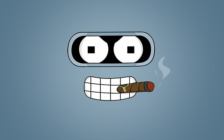 Futurama Robot smoking wallpaper, Bender, studio shot, blue, no people, HD wallpaper
