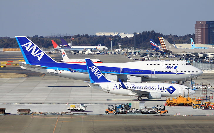 aircraft, Boeing 747, Boeing 737, airport, transport, transportation