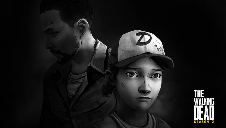 The Walking Dead Season 2 poster, The game, Clementine, black And White