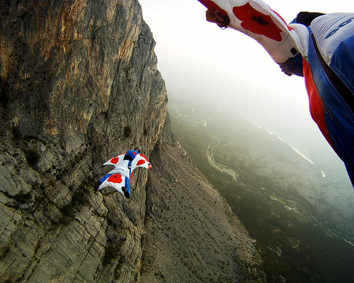 Base Jumping, Sports, Flying, Extreme Sport, Mountains, Rocks, Natural View