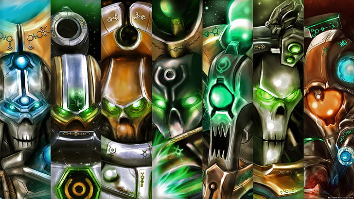 game wallpaper, Warhammer 40,000, necron, collage, choice, multi colored