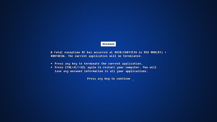 blue background with text overlay, Blue Screen of Death, Microsoft Windows