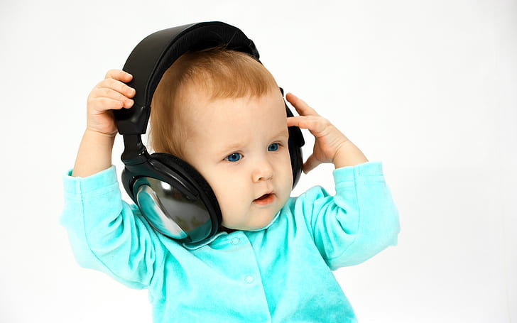 Baby listen to music, HD wallpaper