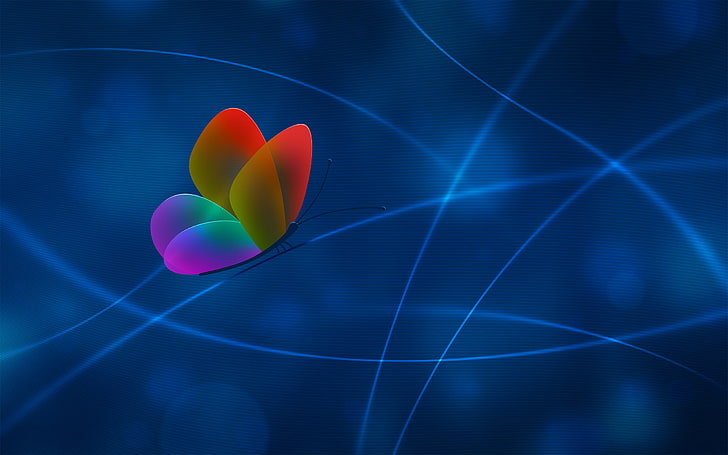 MSN logo, line, blue, color, Butterfly, abstract, backgrounds, HD wallpaper
