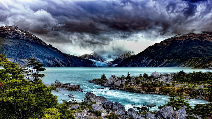 landscape photography of weather change, lago, lago, Leones, patagonia, HD wallpaper
