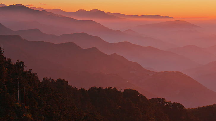 silhouette photo of three near mountain, hehuanshan, hehuanshan, HD wallpaper