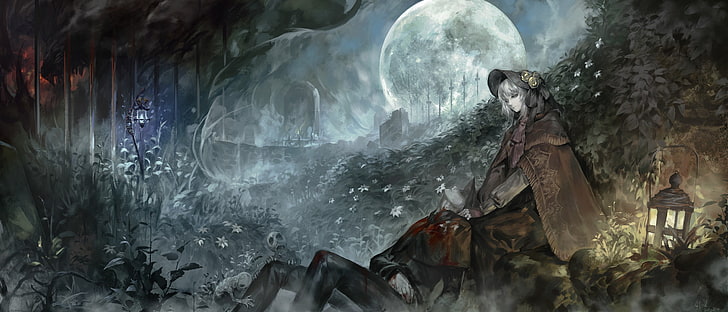 woman wearing brown robe illustration, Bloodborne, fantasy, war
