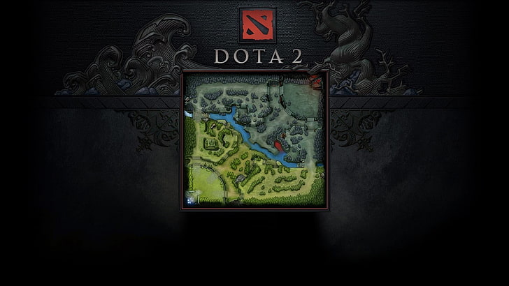 Dota 2 game, map, radiant, dire, video games, text, no people