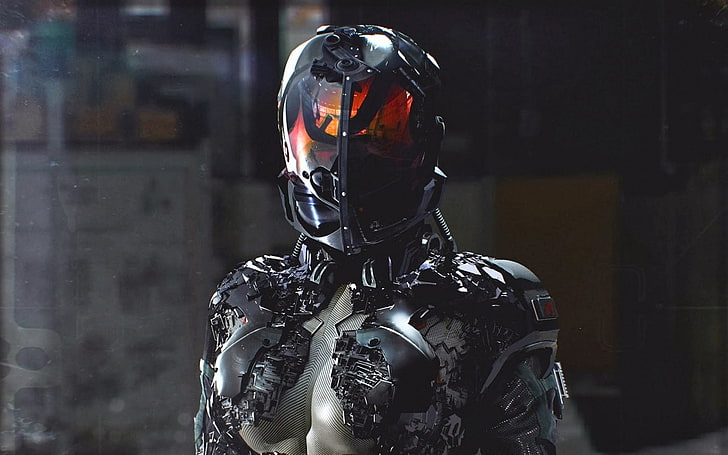 gray and black robot wallpaper, women, cyberpunk, science fiction