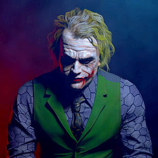 Hd Wallpaper Heath Ledger As The Joker Batman Studio Shot Make Up Front View Wallpaper Flare