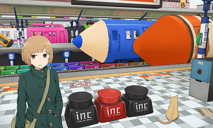 HD wallpaper: anime girl, train station, weird trains, neko, one person,  indoors | Wallpaper Flare