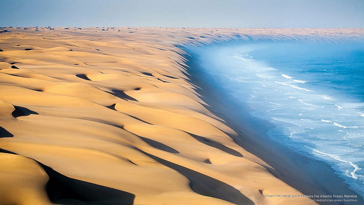Where the Namib Desert Meets the Atlantic Ocean, Namibia, Africa, HD wallpaper