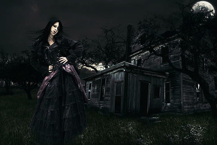 Gothic Girl, surreal fantasy, photoshop manipulation, digital art, HD wallpaper