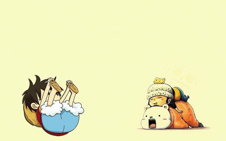 Luffy illustration, Anime, One Piece, Bepo (One Piece), Monkey D. Luffy, HD wallpaper