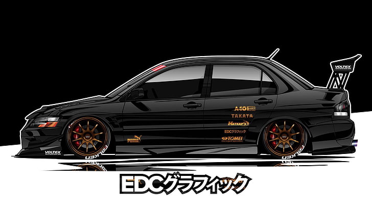 EDC Graphics, Mitsubishi Lancer Evolution, JDM, render, car, HD wallpaper