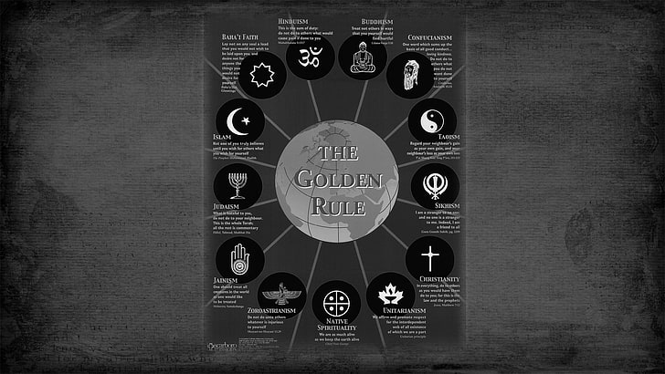The Golden Rule wallpaper, religion, gray, monochrome, technology