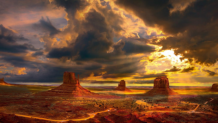 monument valley, west and east mitten buttes, arizona, united states