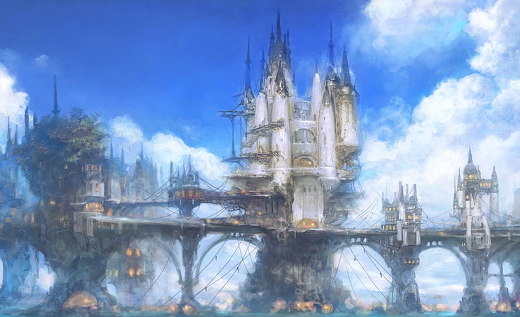 Final Fantasy XIV Online, white building painting, Games, final fantasy 14 online
