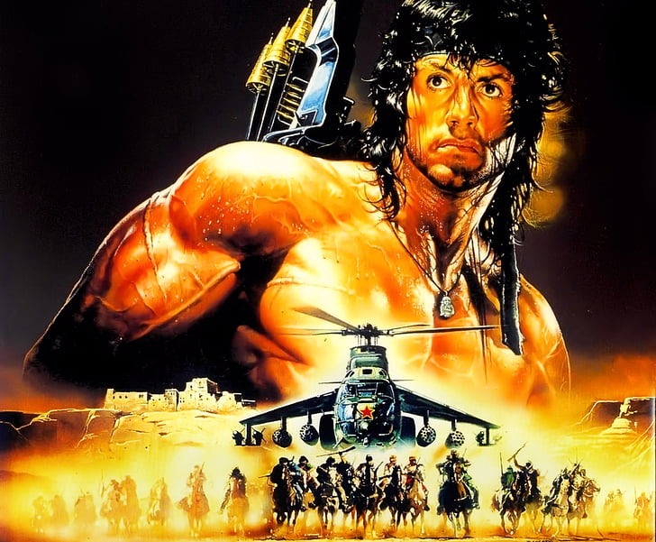 Rambo, Rambo III, Sylvester Stallone, representation, human representation, HD wallpaper