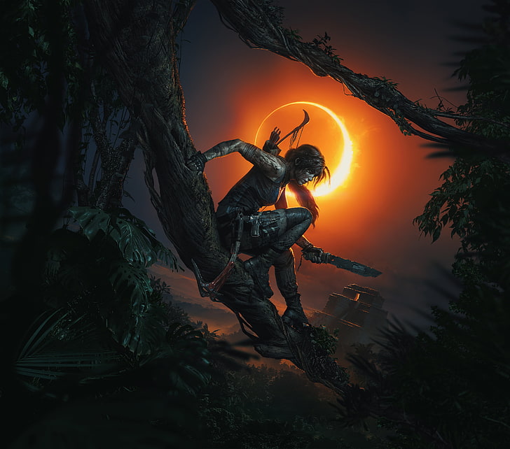 Shadow of the Tomb Raider, Lara Croft, artwork, jungle, eclipse