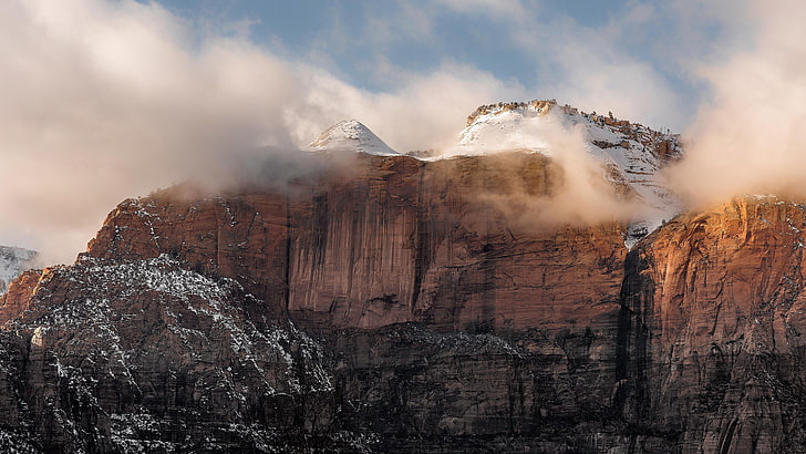 zion national park, utah, cloudy, mountain, united states, rock