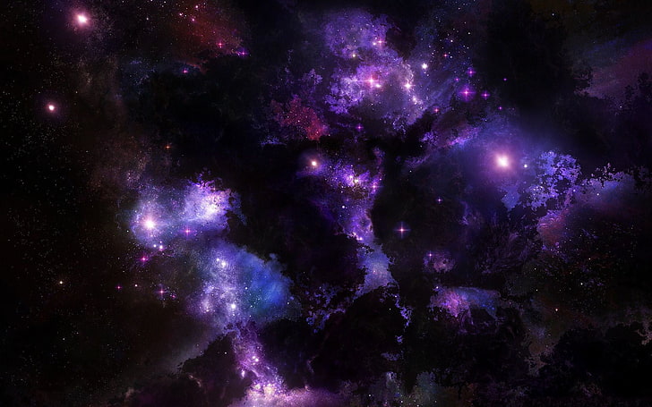 purple and black nebula, space, stars, astronomy, star - space, HD wallpaper