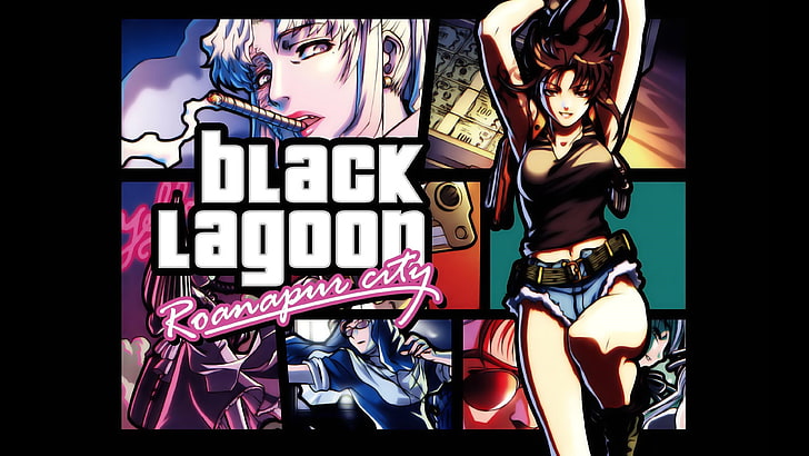 Black Lagoon, Revy, gun, human representation, text, western script, HD wallpaper