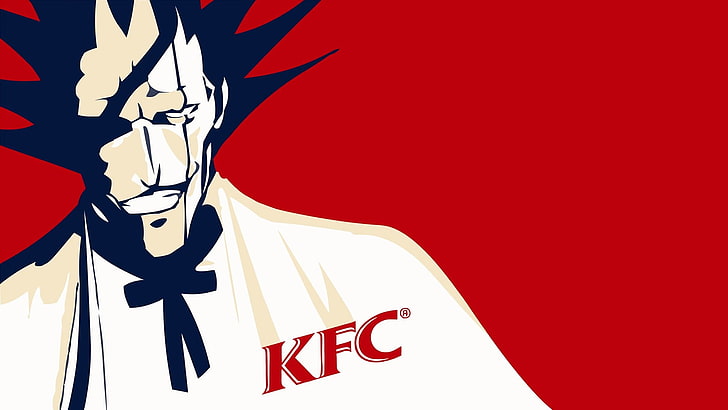 KFC logo artwork, Bleach, Zaraki Kenpachi, anime, humor, red, HD wallpaper