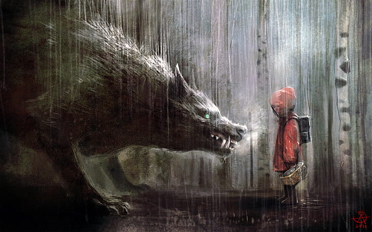IT illustration, fantasy art, Little Red Riding Hood, representation