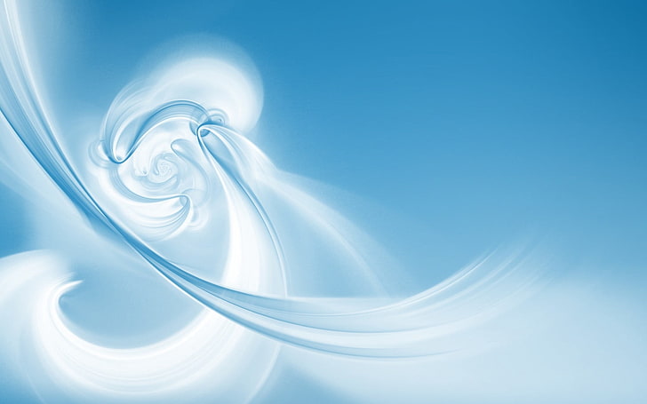 white and blue Windows wallpaper, wavy, lines, spots, backgrounds, HD wallpaper