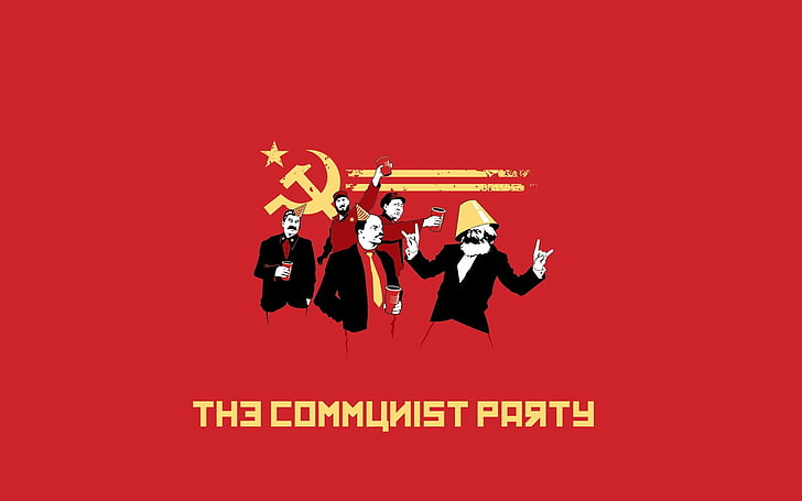 And, Communist, hammer, Party, Sickle, colored background, performance