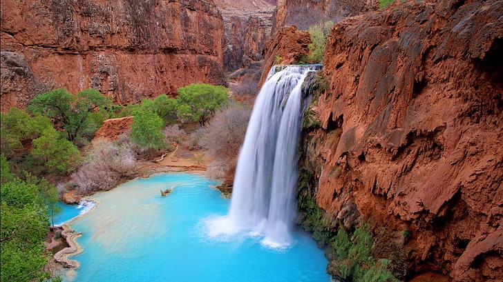 body of water, nature, Arizona, lake, waterfall, rock, river, HD wallpaper