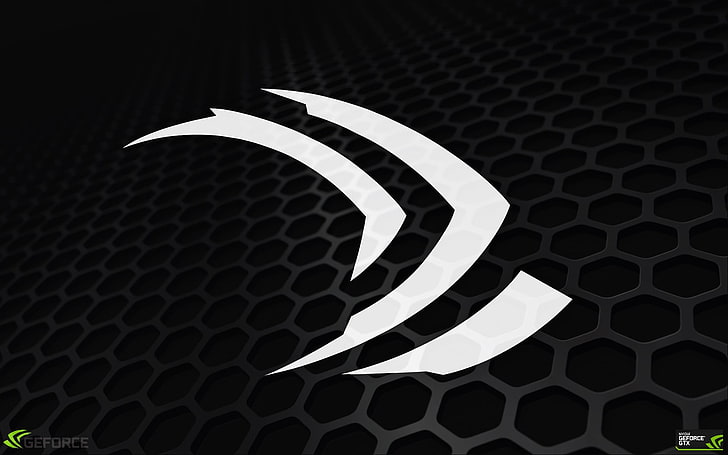 white and black logo, Nvidia, NVIDIA Iray, video card, GPUs, pattern