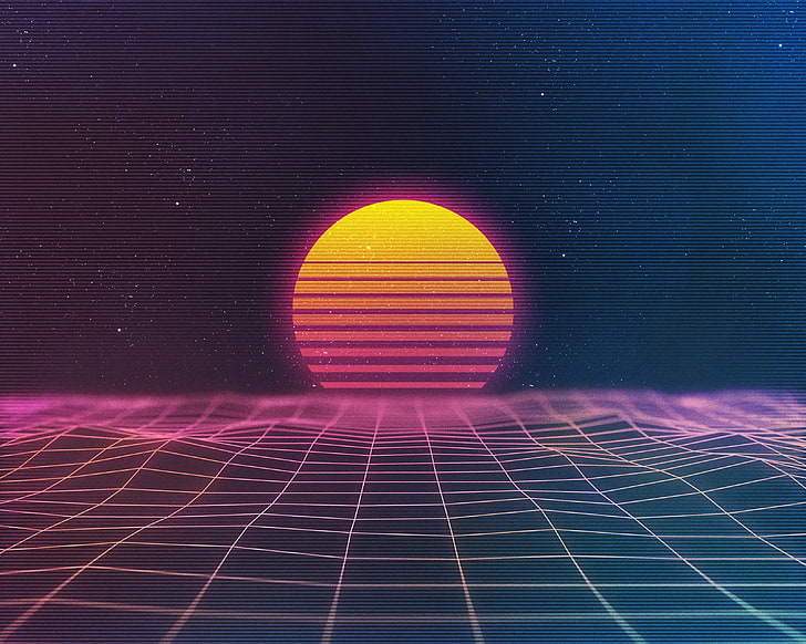 sun illustration, synthwave, New Retro Wave, backgrounds, abstract, HD wallpaper