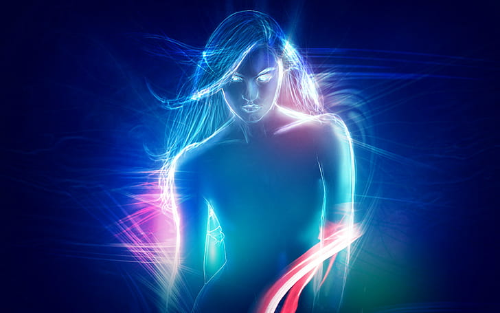 abstract, women, glowing