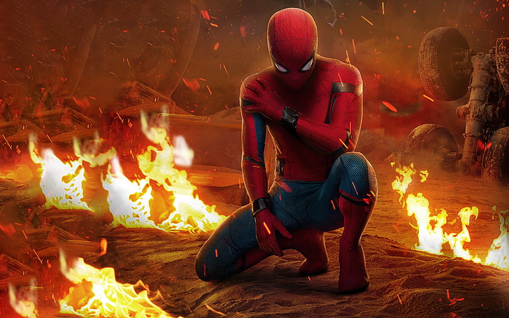 Spider-Man: Homecoming (2017), Marvel Cinematic Universe, fire, HD wallpaper