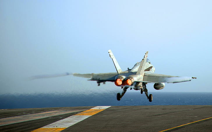 Jet aircraft carrier takeoff, jet fighter