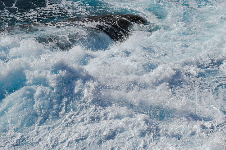sea, waves, foam, landscape, HD wallpaper